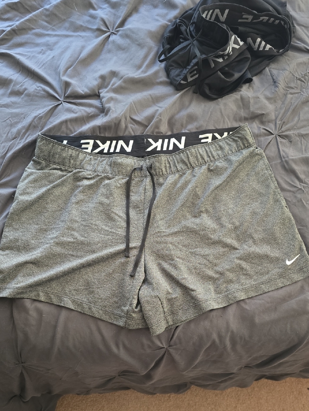 Nike Women’s Heather Gray Athletic Shorts with Branded Waistband